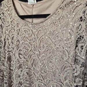 Brittany Black Neutral Sequin Top Size Large